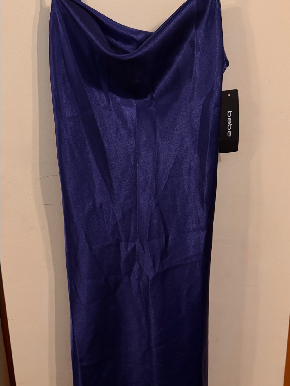 bebe Royal Blue Satin Cowl Midi Dress - Picture 5 of 5